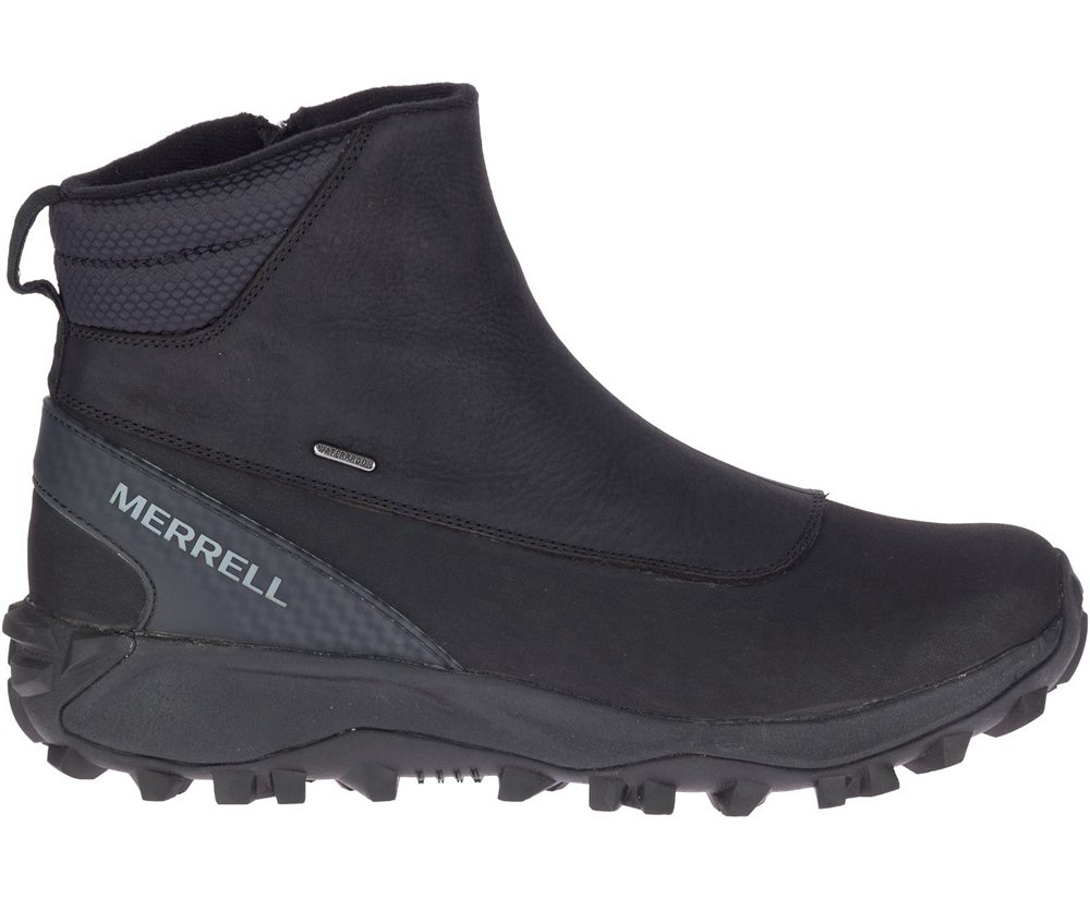 Kozaki Merrell Męskie Czarne - Thermo Kiruna Mid Zip Waterproof - 967314-TGF